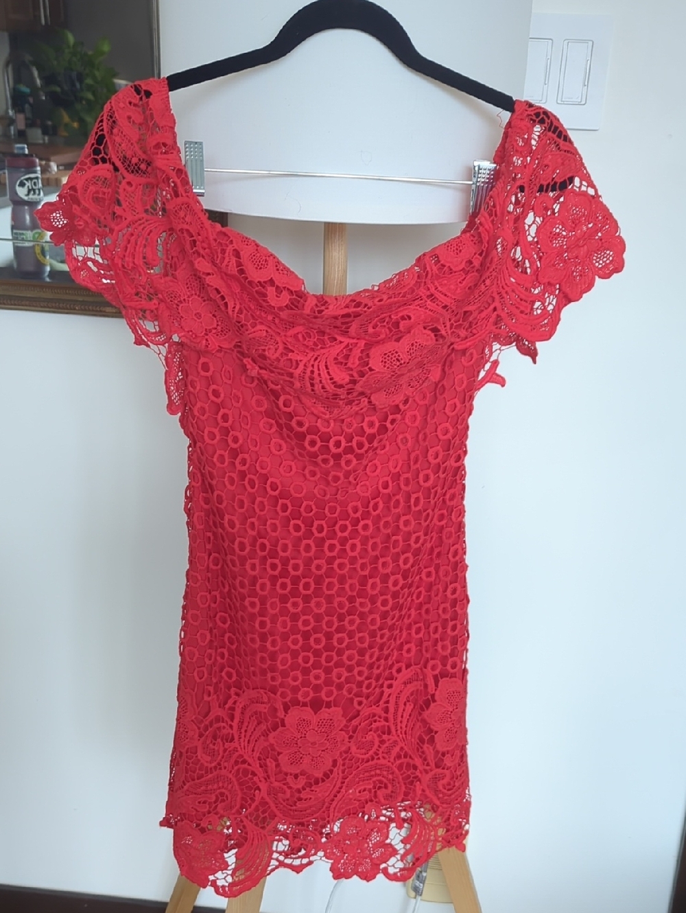 Mustard Seed Red Lace Crochet Dress